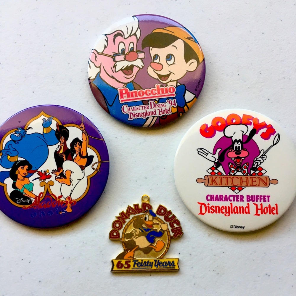 Collection of buttons and a key chain